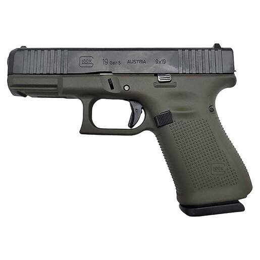 Glock 19 9mm Luger 4in Black/Green Cerakote Pistol - 15+1 Rounds - Green image