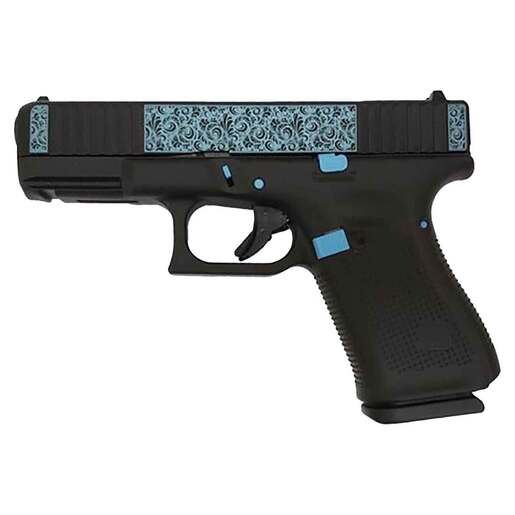 Glock 19 9mm Luger 4in Blue Scroll Cerakote Pistol - 15+1 Rounds - Blue image