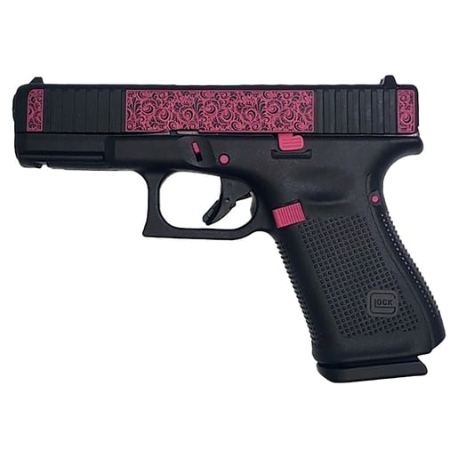 Glock 19 9mm Luger 4in Pink/Black Scroll Cerakote Pistol - 15+1 Rounds - Black image