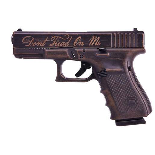 Glock 19 Don't Tread On Me 9mm Luger 4in Burnt Bronze Battle Worn Pistol - 15+1 Rounds - Brown image