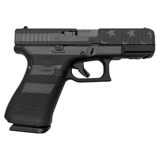 Glock 19 Gen 5 9mm 4in Black Stealth Flag Handgun - 15+1 Rounds - Black image