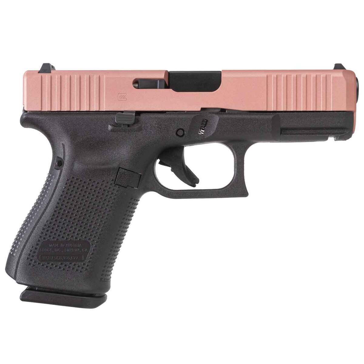 Glock 19 9mm Luger 4.02in Rose Gold Cerakote Pistol - 15+1 Rounds - Pink Glock 19 9mm Luger 4.02in Rose Gold Cerakote Pistol - 15+1 Rounds - Pink