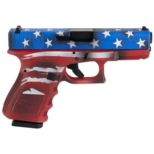 Glock 19 Gen3 9mm 4.02in Red, White & Blue Battleworn Flag Pistol - 15+1 Rounds - Camo Compact image