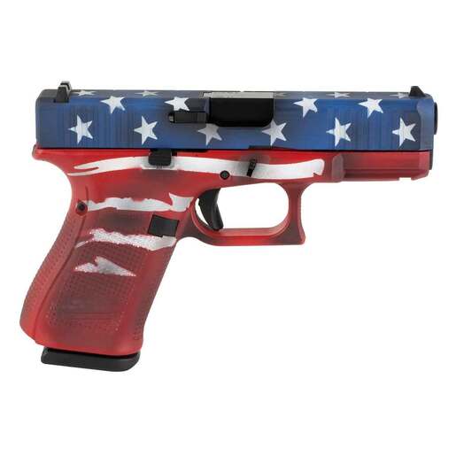 Glock 19 Gen5 M.O.S 9mm Luger 4.02in Red White and Blue Battleworn Flag Cerakote Pistol - 15+1 Rounds - Camo Compact image