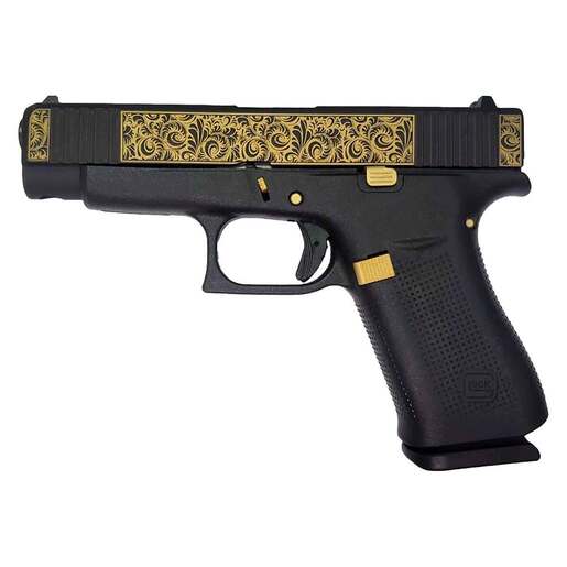 Glock 19 9mm Luger 4in Gold Scroll Cerakote Pistol - 15+1 Rounds - Black image