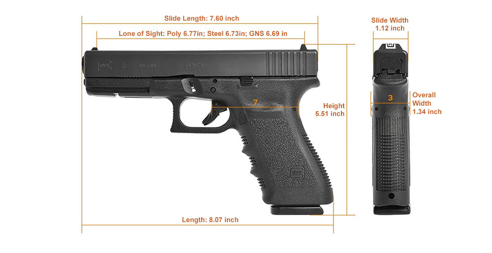 glock 21 dimensions diagram