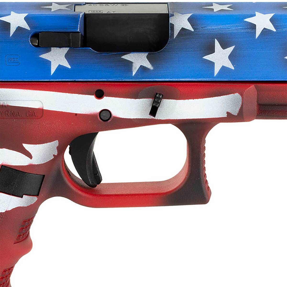 Glock 22 Gen3 40 S&W 4.5in Red, White & Blue Battleworn Flag Pistol - 15+1 Rounds - Camo Glock 22 Gen3 40 S&W 4.5in Red, White & Blue Battleworn Flag Pistol - 15+1 Rounds - Camo