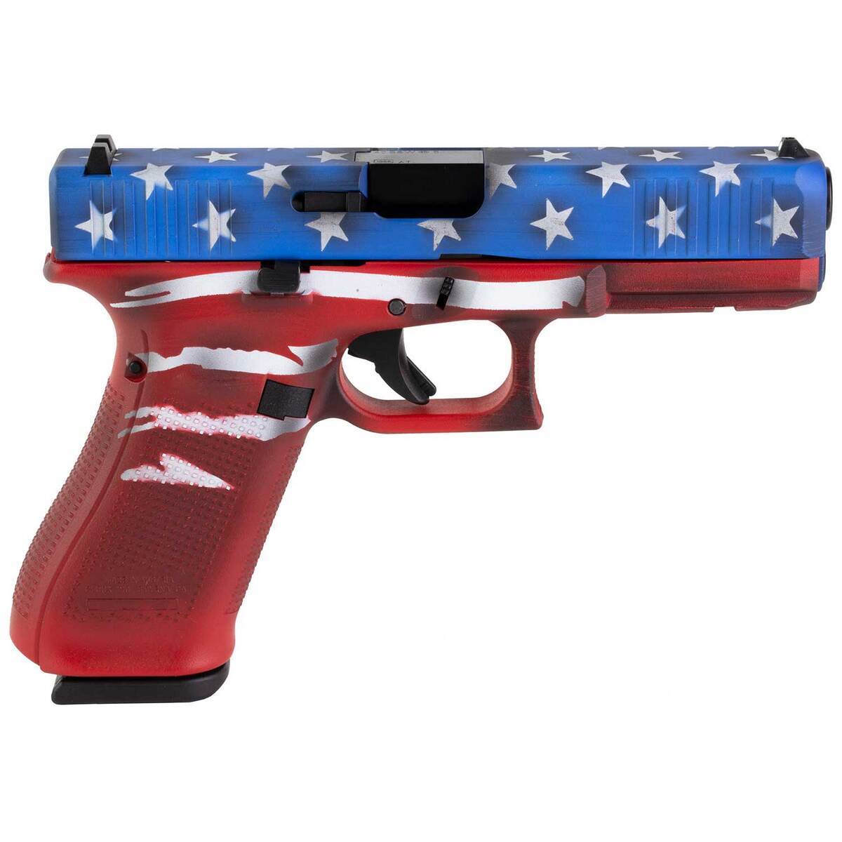 Glock 22 Gen5 40 S&W 4.5in Red, White & Blue Battleworn Flag Pistol - 15+1 Rounds - Camo Glock 22 Gen5 40 S&W 4.5in Red, White & Blue Battleworn Flag Pistol - 15+1 Rounds - Camo