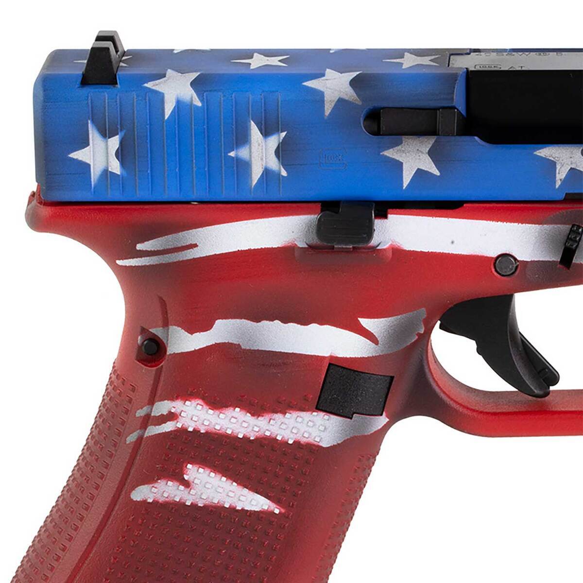 Glock 22 Gen5 40 S&W 4.5in Red, White & Blue Battleworn Flag Pistol - 15+1 Rounds - Camo Glock 22 Gen5 40 S&W 4.5in Red, White & Blue Battleworn Flag Pistol - 15+1 Rounds - Camo