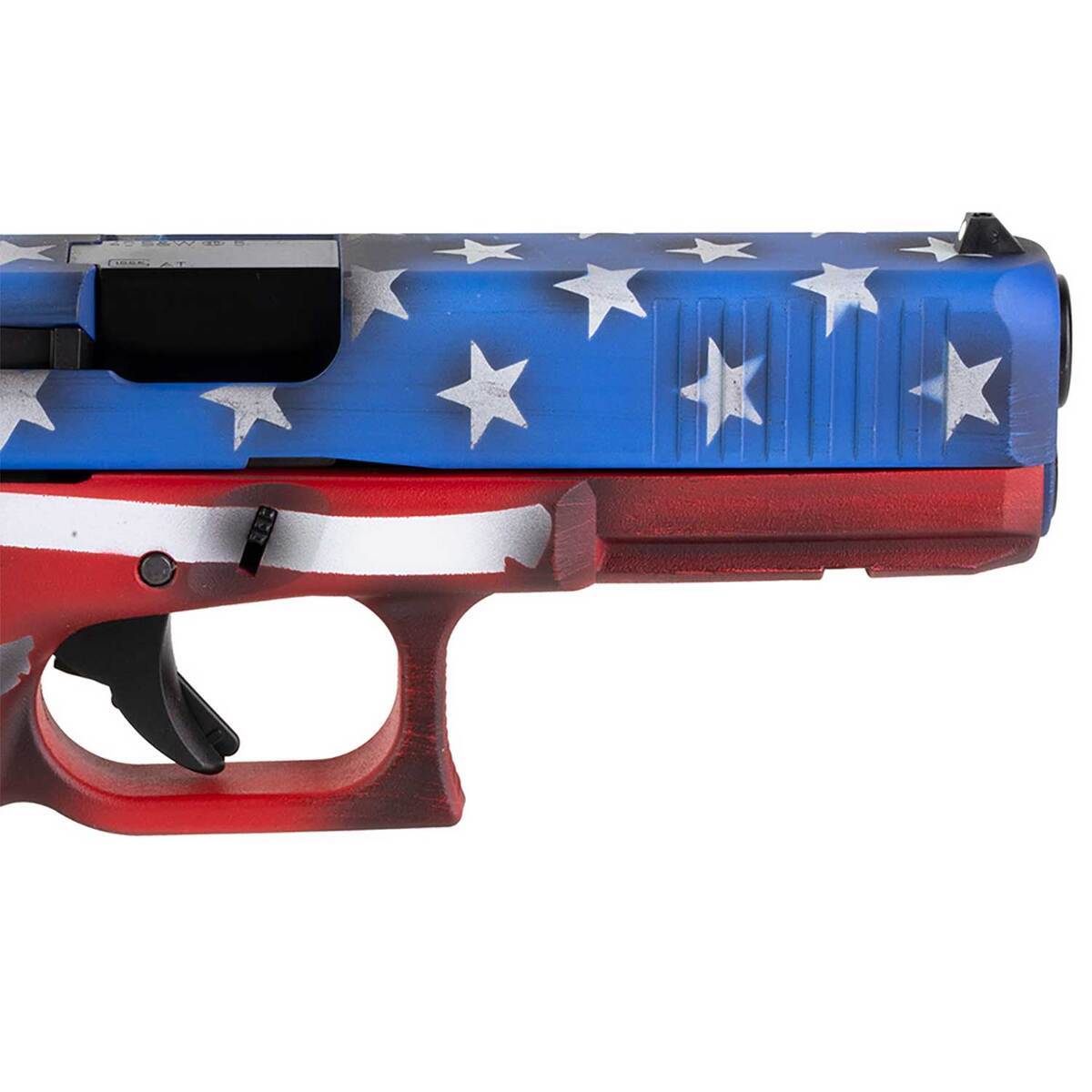 Glock 22 Gen5 40 S&W 4.5in Red, White & Blue Battleworn Flag Pistol - 15+1 Rounds - Camo Glock 22 Gen5 40 S&W 4.5in Red, White & Blue Battleworn Flag Pistol - 15+1 Rounds - Camo