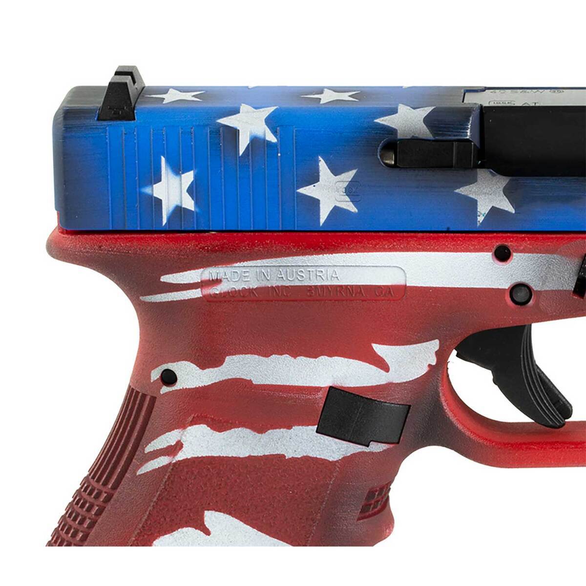 Glock 23 Gen3 40 S&W 4in Red, White & Blue Battleworn Flag Pistol - 13+1 Rounds - Camo Glock 23 Gen3 40 S&W 4in Red, White & Blue Battleworn Flag Pistol - 13+1 Rounds - Camo
