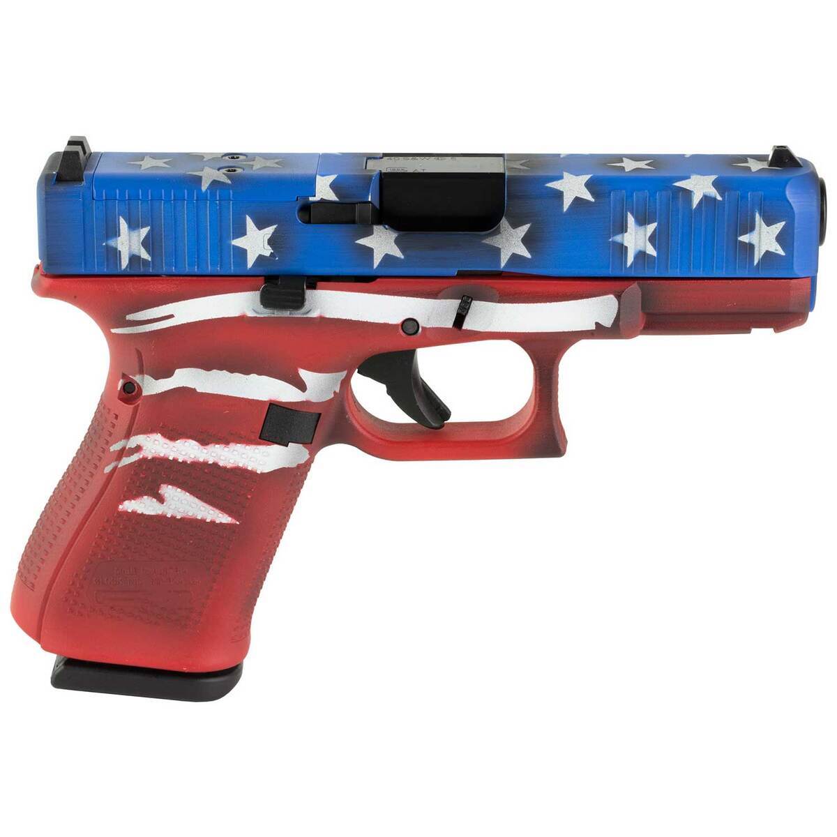 Glock 23 Gen5 M.O.S 40 S&W 4.02in Red, White & Blue Battleworn Flag Pistol - 13+1 Rounds - Camo Glock 23 Gen5 M.O.S 40 S&W 4.02in Red, White & Blue Battleworn Flag Pistol - 13+1 Rounds - Camo