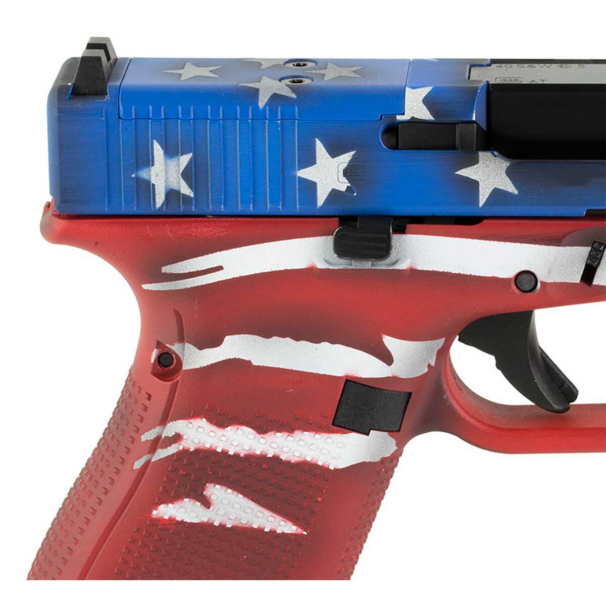 Glock 23 Gen5 M.O.S 40 S&W 4.02in Red, White & Blue Battleworn Flag Pistol - 13+1 Rounds - Camo Glock 23 Gen5 M.O.S 40 S&W 4.02in Red, White & Blue Battleworn Flag Pistol - 13+1 Rounds - Camo