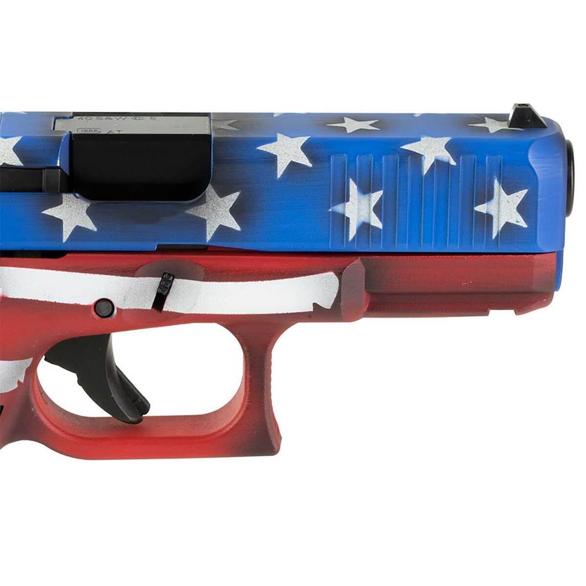 Glock 23 Gen5 M.O.S 40 S&W 4.02in Red, White & Blue Battleworn Flag Pistol - 13+1 Rounds - Camo Glock 23 Gen5 M.O.S 40 S&W 4.02in Red, White & Blue Battleworn Flag Pistol - 13+1 Rounds - Camo
