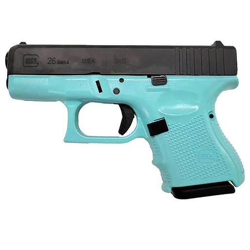 Glock 26 Gen4 9mm Luger 3.43in Black Nitride/Robin Egg Blue Cerakote Pistol - 10+1 Rounds - Blue Subcompact image