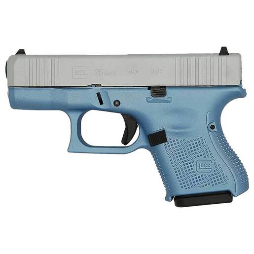 Glock 26 Gen5 9mm Luger 3.43in Silver/Polar Blue Cerakote Pistol - 10+1 Rounds - Blue Subcompact image