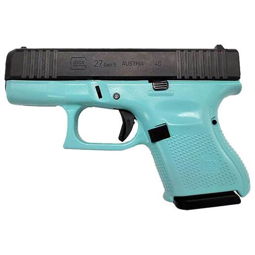 Glock 27 Gen5 40 S&W 3.43in Black nDLC/Robin Egg Blue Cerakote Pistol - 9+1 Rounds - Blue Subcompact image