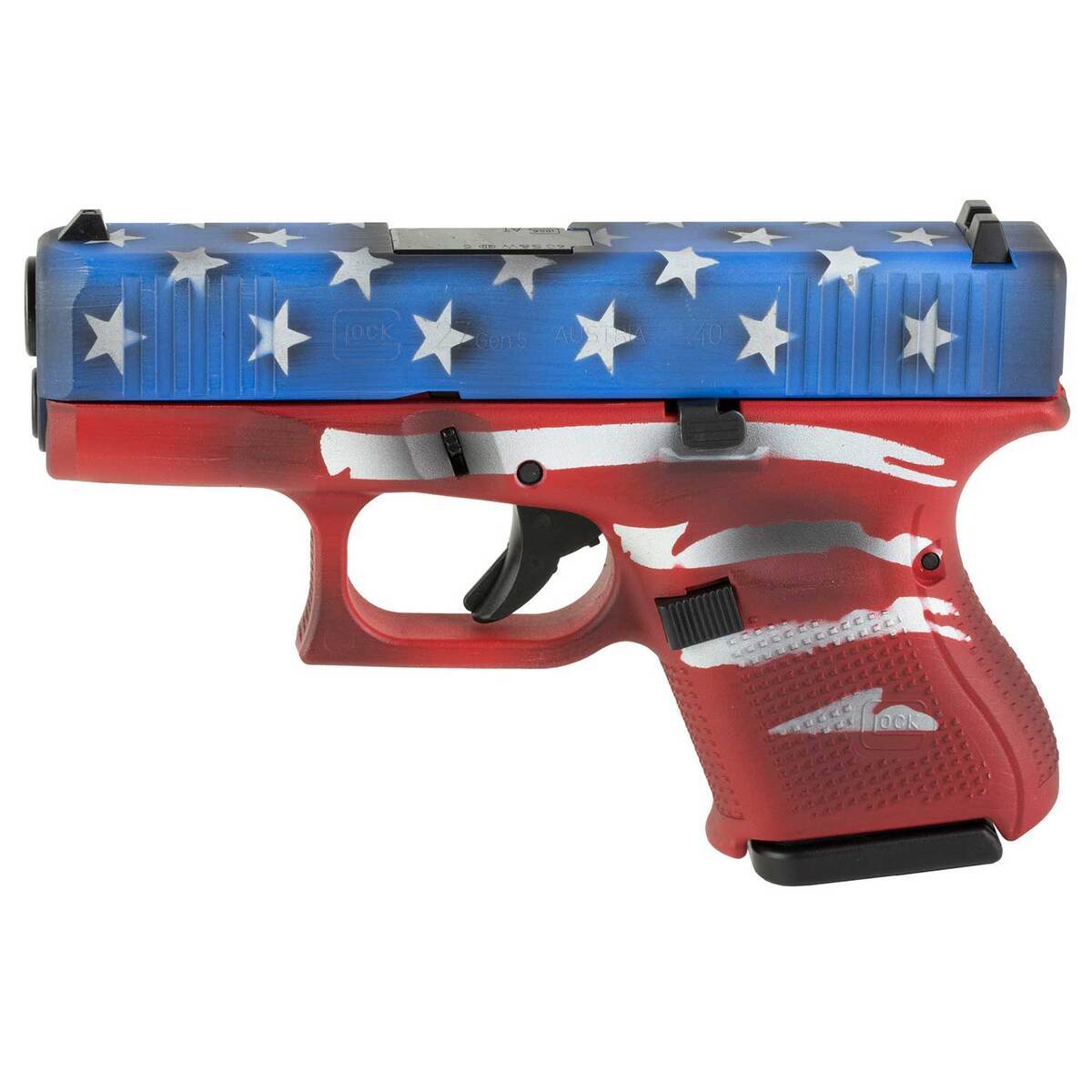 Glock 27 Gen5 40 S&W 3.43in Red, White & Blue Battleworn Flag Pistol - 9+1 Rounds - Camo Glock 27 Gen5 40 S&W 3.43in Red, White & Blue Battleworn Flag Pistol - 9+1 Rounds - Camo