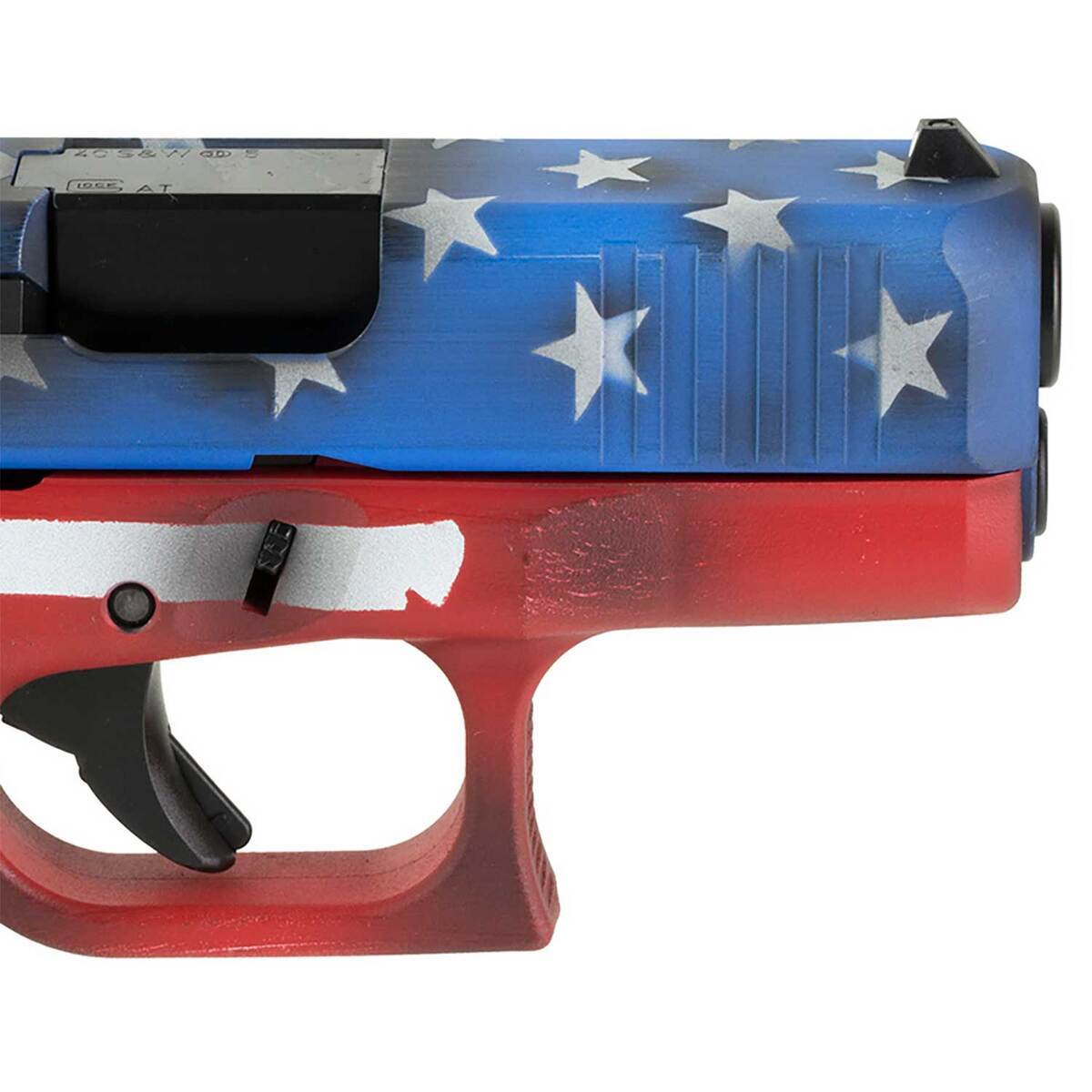 Glock 27 Gen5 40 S&W 3.43in Red, White & Blue Battleworn Flag Pistol - 9+1 Rounds - Camo Glock 27 Gen5 40 S&W 3.43in Red, White & Blue Battleworn Flag Pistol - 9+1 Rounds - Camo