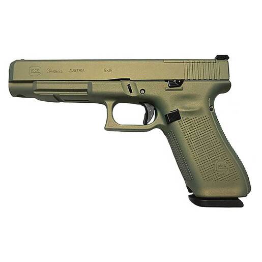 Glock 34 Gen5 MOS 9mm Luger 5.31in Metallic Green Cerakote Pistol - 17+1 Rounds - Green Fullsize image