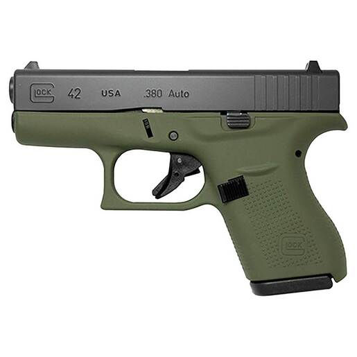 Glock 42 380 Auto (ACP) 3.25in Black/OD Green Cerakote Pistol - 6+1 Rounds - Green Subcompact image