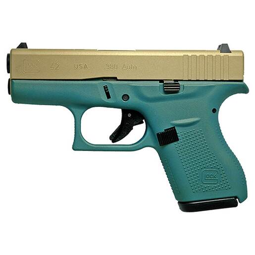Glock 42 380 Auto (ACP) 3.25in Gold/Green Metallic Cerakote Pistol - 6+1 Rounds - Green Subcompact image