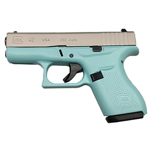 Glock 42 380 Auto (ACP) 3.25in Robins Egg Blue/Shimmering Aluminum Cerakote Pistol - 6+1 Rounds