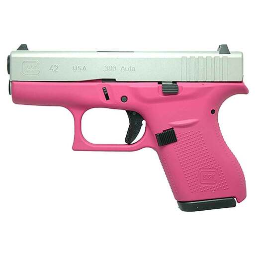 Glock 42 380 Auto (ACP) 3.26in Sig Pink/Shimmering Silver Cerakote Pistol - 6+1 Rounds - Pink Subcompact image