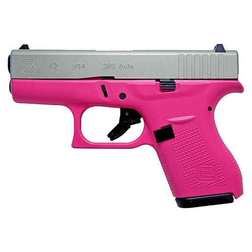 Glock 42 380 Auto (ACP) 3.26in Silver/Sig Pink Cerakote Pistol - 6+1 Rounds - Pink Subcompact image