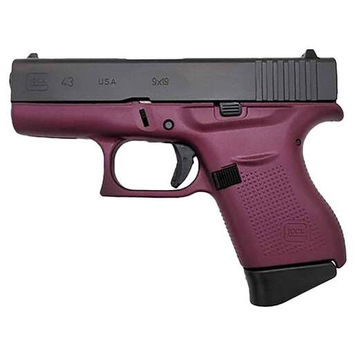 Glock 43 9mm Luger 3.39in Black Cherry/Black Cerakote Pistol - 6+1 Rounds - Red Subcompact image