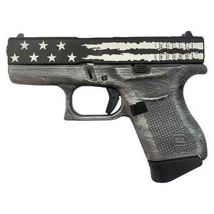 Glock 43 9mm Luger 3.39in Distressed Black & White Flag Cerakote Pistol - 6+1 Rounds