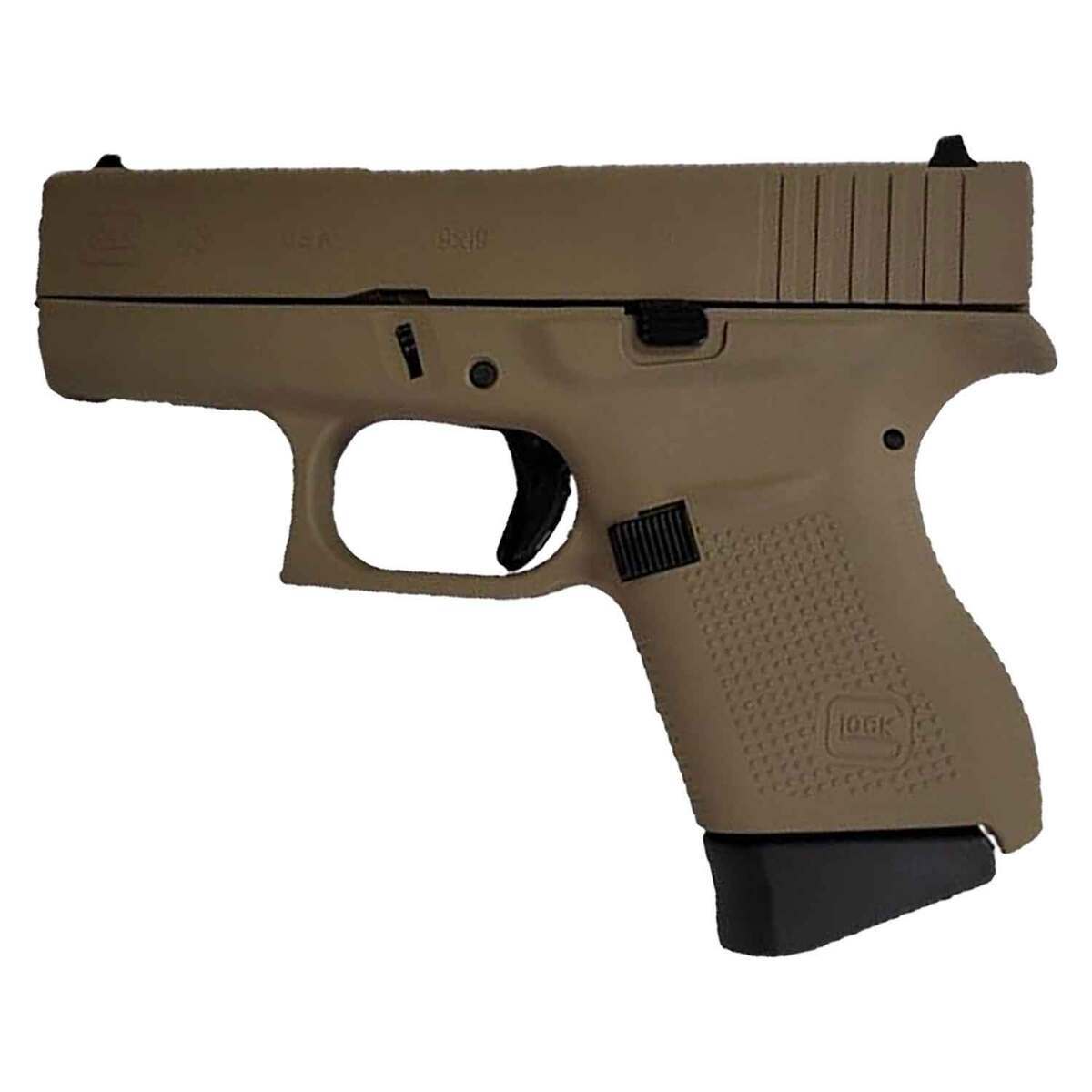 Glock 43 9mm Luger 3.39in FDE Cerakote Pistol - 6+1 Rounds - Brown Glock 43 9mm Luger 3.39in FDE Cerakote Pistol - 6+1 Rounds - Brown
