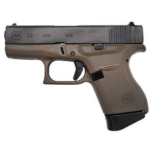Glock 43 9mm Luger 3.39in Matte Black/FDE Cerakote Pistol - 6+1 Rounds
