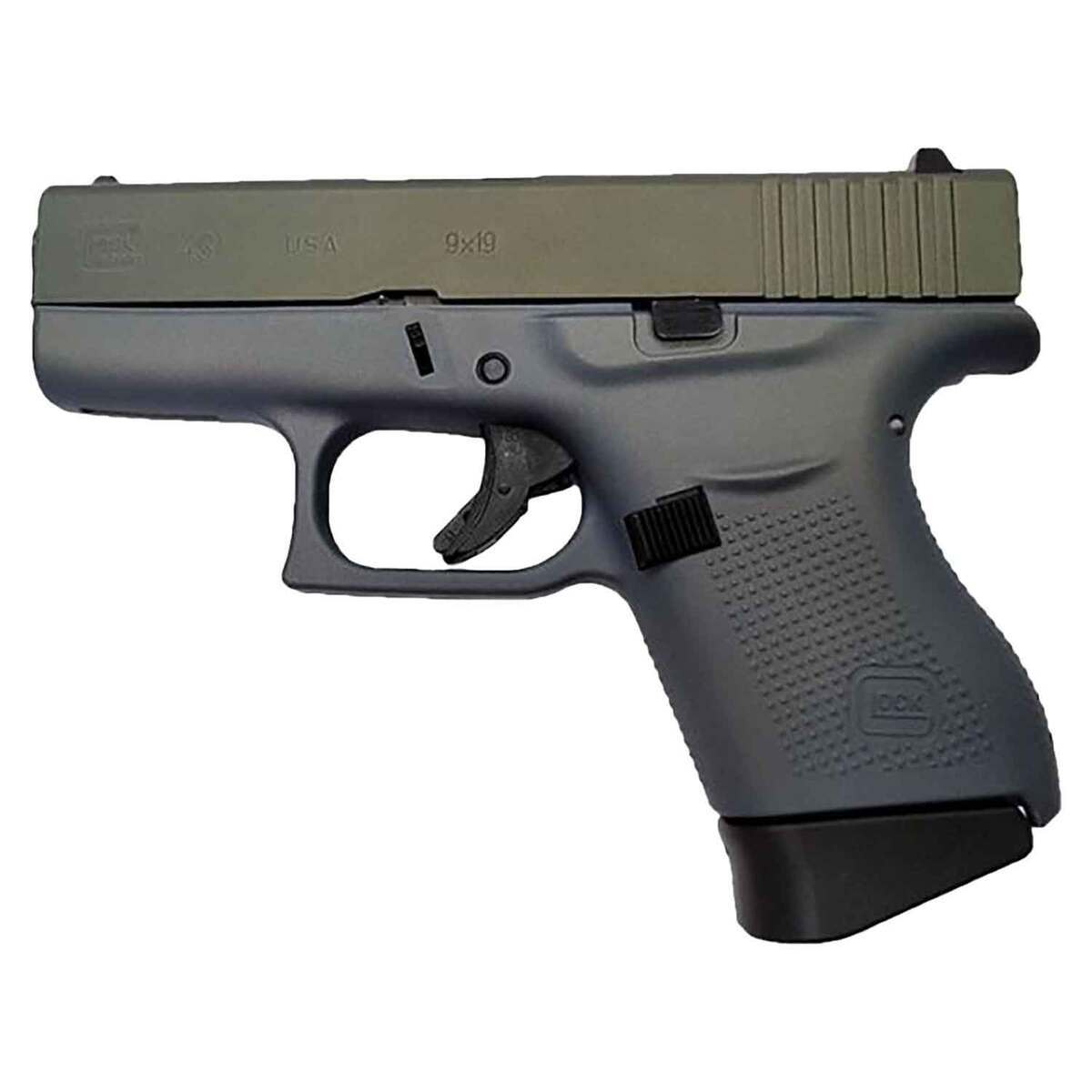 Glock 43 9mm Luger 3.39in Northern Lights Cerakote Pistol - 6+1 Rounds - Green Glock 43 9mm Luger 3.39in Northern Lights Cerakote Pistol - 6+1 Rounds - Green