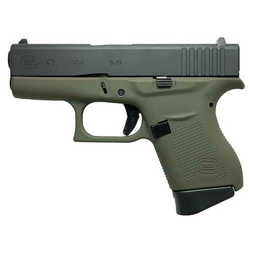 Glock 43 9mm Luger 3.39in Olive Drab Green Cerakote Pistol - 6+1 Rounds - Green Subcompact image