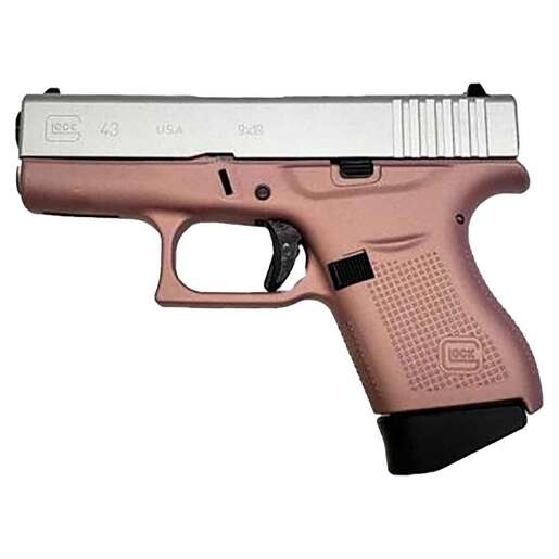 Glock 43 9mm Luger 3.39in Satin Aluminum/Pink Champagne Cerakote Pistol - 6+1 Rounds - Pink Subcompact image