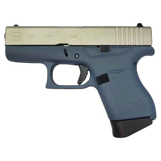 Glock 43 9mm Luger 3.39in Shimmering Aluminum/Blue Cerakote Pistol - 6+1 Rounds - Blue Subcompact image