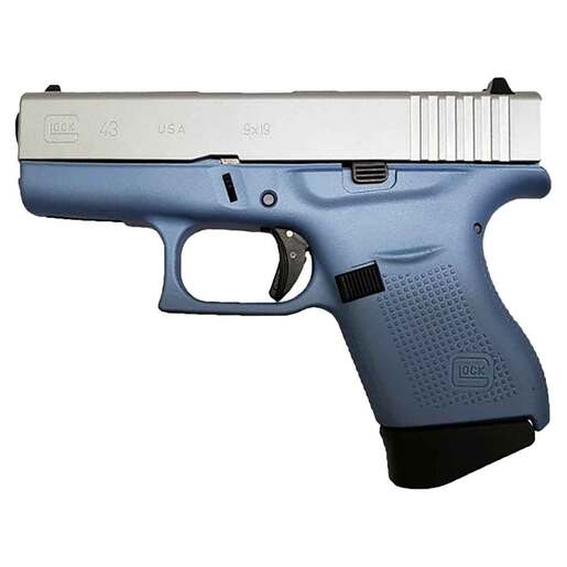Glock 43 9mm Luger 3.39in Polar Blue/Silver Aluminum Cerakote Pistol - 6+1 Rounds - Blue Subcompact image