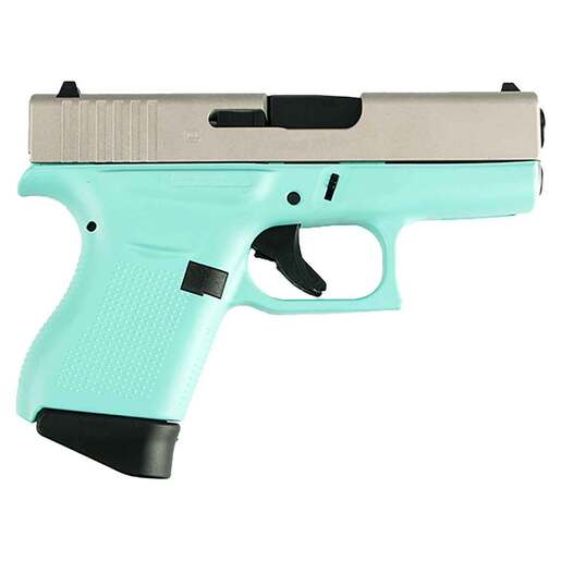 Glock 43 9mm Luger 3.39in Silver/Robins Egg Blue Cerakote Pistol - 6+1 Rounds - Blue Subcompact image