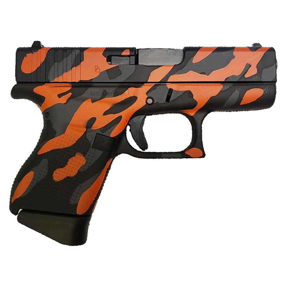 Glock 43 9mm Luger 3.39in Tilted Orange Camo Cerakote Pistol - 6+1 Rounds - Camo Glock 43 9mm Luger 3.39in Tilted Orange Camo Cerakote Pistol - 6+1 Rounds - Camo