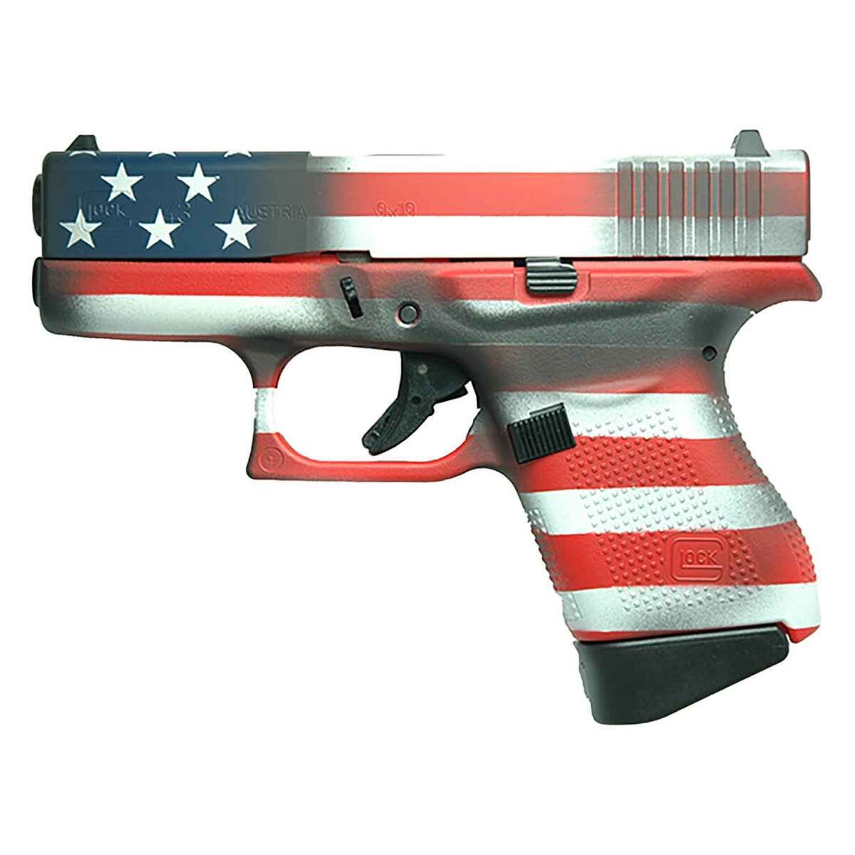 Glock 43 9mm Luger 3.41in Distressed USA Flag Cerakote Pistol - 6+1 Rounds - Camo Glock 43 9mm Luger 3.41in Distressed USA Flag Cerakote Pistol - 6+1 Rounds - Camo