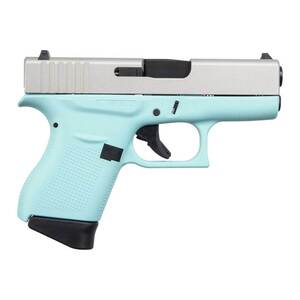 Glock 43 Robins Egg Blue 9mm Luger 3.39in Cerakote Shimmering Aluminum Pistol - 6+1 Rounds