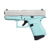 Glock 43 Robins Egg Blue 9mm Luger 3.39in Cerakote Shimmering Aluminum Pistol - 6+1 Rounds - Blue