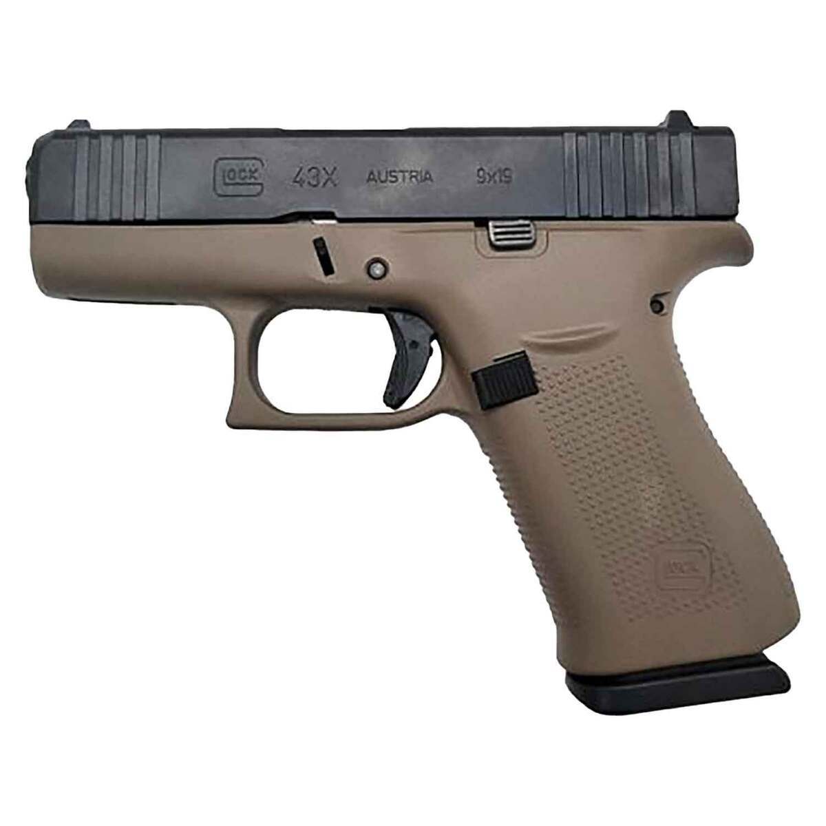 Glock 43X 9mm Luger 3.41in Black/FDE Cerakote Pistol - 10+1 Rounds - Tan Glock 43X 9mm Luger 3.41in Black/FDE Cerakote Pistol - 10+1 Rounds - Tan