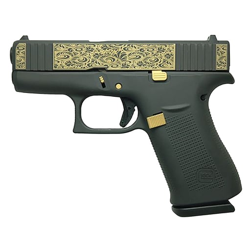 Glock 43X 9mm Luger 3.41in Black/Gold Scroll Cerakote Pistol - 10+1 Rounds - Black image