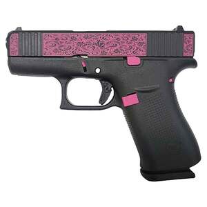 Glock 43X 9mm Luger 3.41in Pink Scroll Cerakote Pistol - 10+1 Rounds