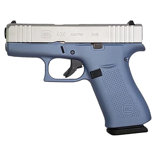 Glock 43X 9mm Luger 3.41in Polar Blue/Satin Aluminum Silver Cerakote Pistol - 10+1 Rounds - Blue image