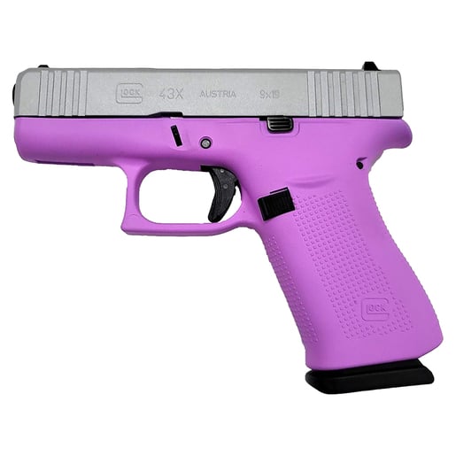 Glock 43X 9mm Luger 3.41in Purplexed/Silver Cerakote Pistol - 10+1 Rounds - Purple image