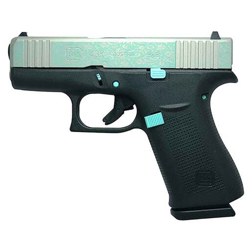 Glock 43X 9mm Luger 3.41in Robins Egg Blue Scroll Cerakote Pistol - 10+1 Rounds - Blue Subcompact image