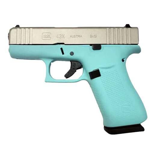 Glock 43X 9mm Luger 3.41in Satin Aluminum Silver Cerakote Pistol - 10+1 Rounds - Blue - Sportsman's Warehouse